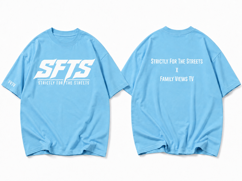 SFTS x FVTV Oversized Tee | Sky Blue/White