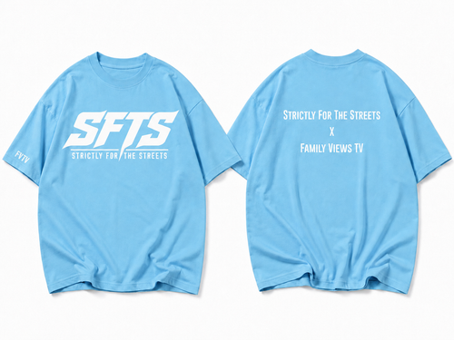 SFTS x FVTV Oversized Tee | Sky Blue/White